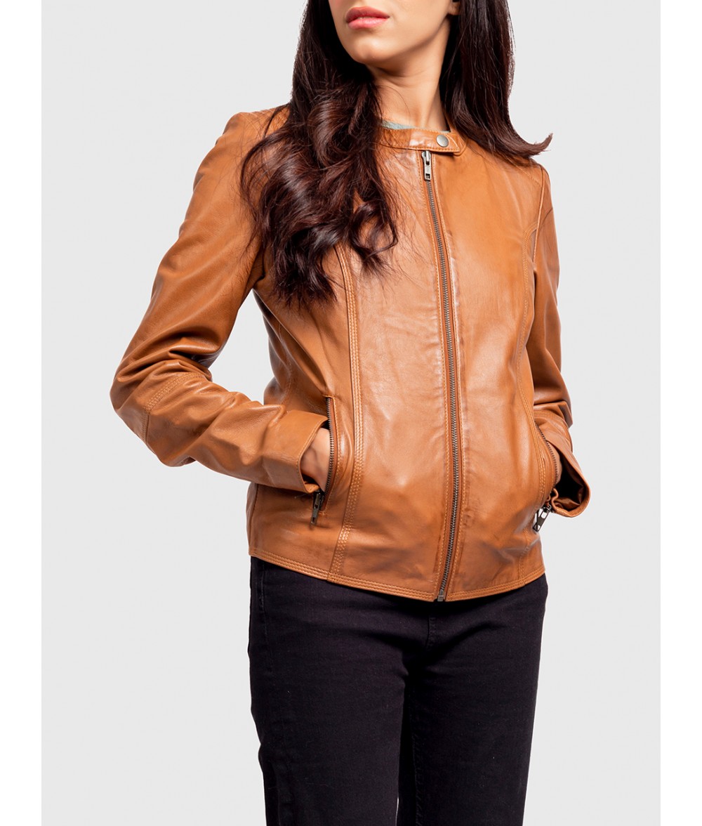 Bia Tan Brown Leather Jacket | Alaskan Leather Company